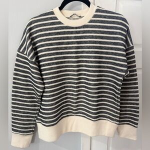 Striped Gray and White Women Sweater